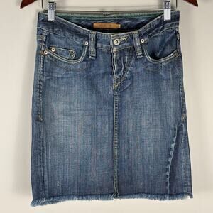 Vintage Y2K Arden B. Jean Denim Skirt Frayed Hem Size 2 Indie 2000s